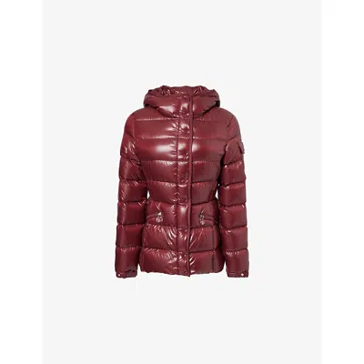 Moncler Womens Dark Red Barante Hooded Shell-down Jacket In Burgundy
