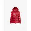 Moncler Ruby Red Down Jacket In Lacquered Nylon Women In Red
