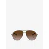 MONCLER WOMENS GREY ME4002 FLYZE PILOT-FRAME STEEL SUNGLASSES