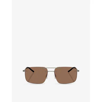 Moncler Womens Me4003 Doppler Rectangle Steel Sunglasses Grey