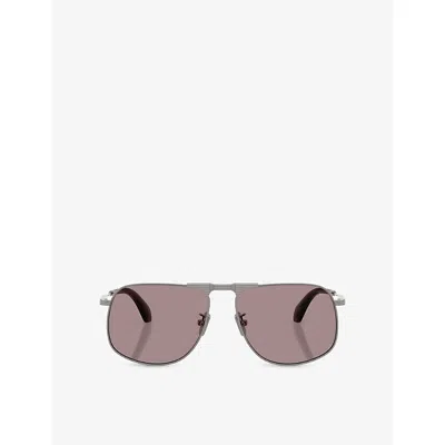Moncler Womens Grey Me4014 Vitessa Aviator-frame Metal Sunglasses In Neutral