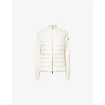 Moncler Womens Hybrid Nylon-wool Down Cardigan White Xl