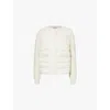 Moncler Womens Ivory Branded-patch Quilted Wool-down Cardigan In Ivory