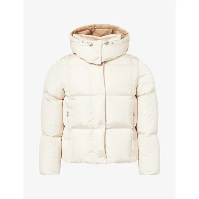 Moncler Womens Light Beige Castelnew Detachable-hood Shell Jacket Xxs In White