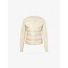 Moncler Womens Light Beige Contrast-shell Padded Wool Cardigan