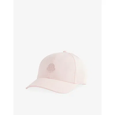 Moncler Womens Light Pink Logo-embroidered Cotton Baseball Cap