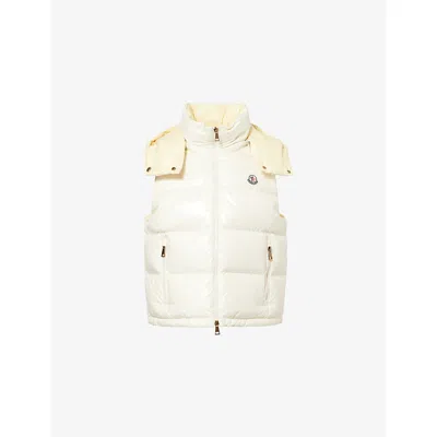 Moncler Womens Niveole Hooded Shell-down Gilet Light Yellow In Neutral