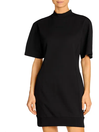 Moncler Womens Logo Knit Midi Dress In Black