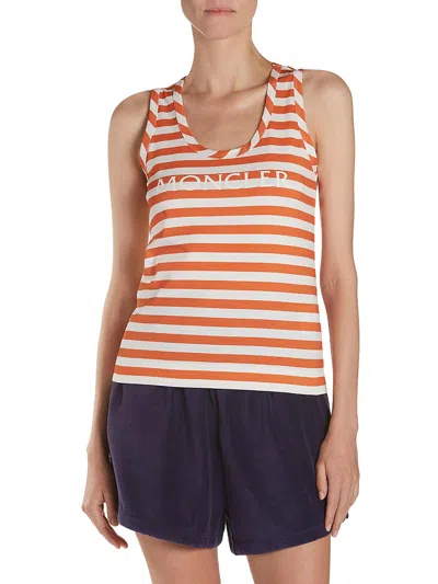 Moncler Womens Logo Scoop Neck Shell In Orange