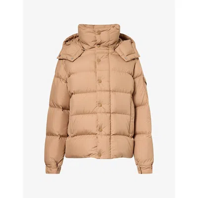 Moncler Womens Maya 70 Hooded Short Down Jacket Cognac In Multi