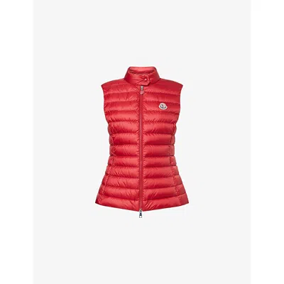 Moncler Womens Medium Red Igens Flared Shell-down Gilet