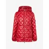 Moncler Womens Medium Red Relaxed-fit Hooded Shell-down Jacket
