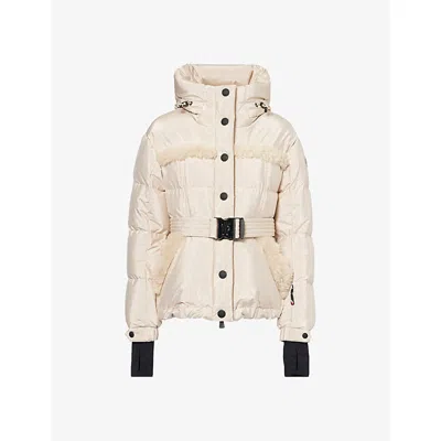 Moncler Womens  Grenoble Mondim Metallic Shearling Down Ski Jacket In Neutral
