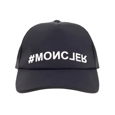Moncler Womens Men's Black Logo Cotton Baseball Cap