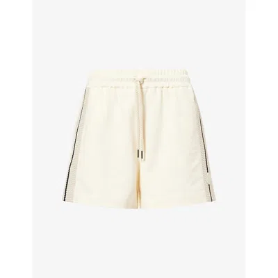 Moncler Off-white Striped Trim Shorts In Natural