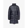 Moncler Womens Navy Genet Long Shell-down Coat Xl In Blue
