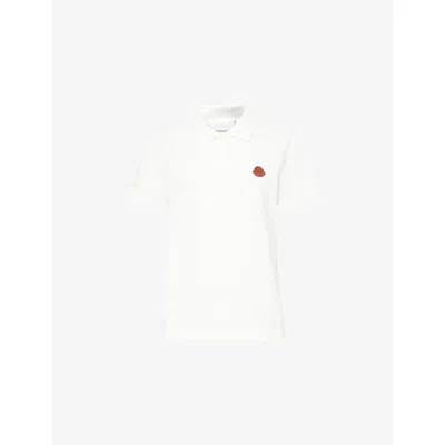 Moncler Womens White Badge-embroidered Cotton-piqué Polo Shirt