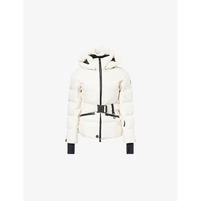 Moncler Womens White Tolima Hooded Stretch-woven Down Jacket