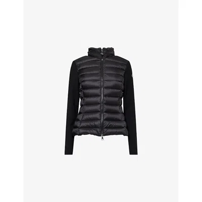Moncler Womens Black Hybrid Nylon And Wool Down Cardigan
