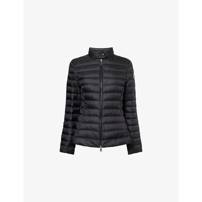 Moncler Womens Black Igelle Flared Shell-down Jacket Xl In Blue