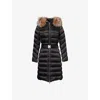 Moncler Womens Black Leersie Long Brand-patch Regular-fit Shell Coat In Black
