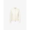 Moncler Womens Light Beige Logo-badge Padded Zip Wool And Nylon Cardigan In Sand