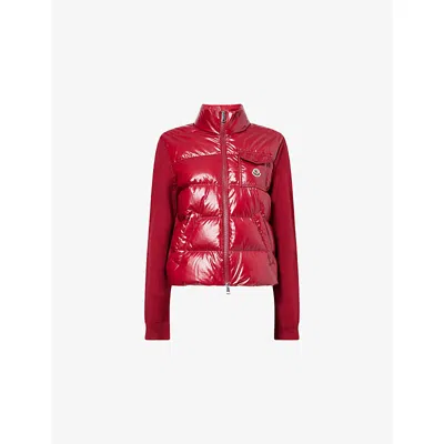 Moncler Womens  Padded Zip-up Wool Cardigan In Red