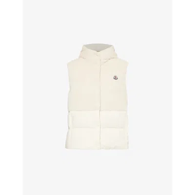 Moncler Womens Cream Teddy-contrast Padded Shell Gilet