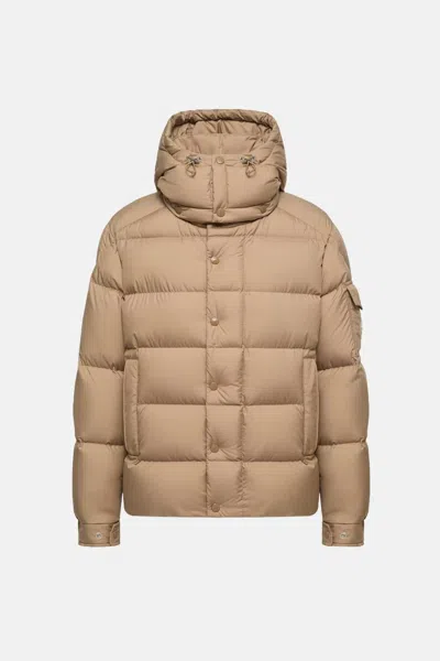 Moncler Himalaya Hooded Short Down Jacket In Brown