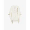 Moncler Womens Hooded Fringed Wool Cape Natural In White