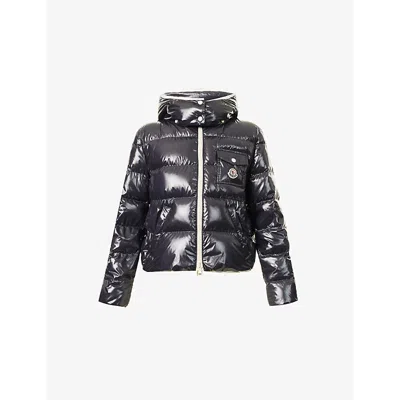 Moncler Womens  Andro Hooded Relaxed-fit Shell-down Jacket In Navy