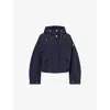 Moncler Womens Navy Eucalyptus Hooded Down Jacket In Blue