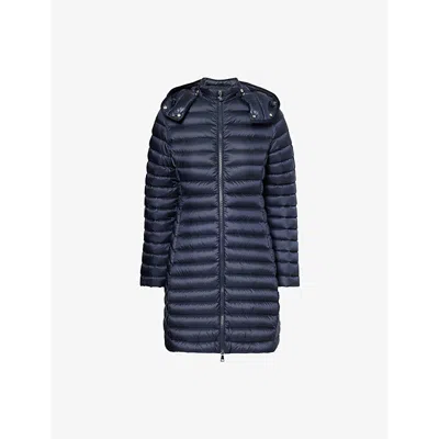 Moncler Womens  Ige Long Shell-down Jacket In Navy