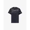 Moncler Womens Script-embroidery Short-sleeve Cotton-jersey T-shirt Navy In Navy