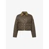 Moncler Chitre Cropped Cotton-canvas Trimmed Padded Quilted Shell Jacket In Olive