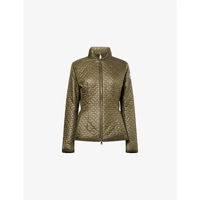 Moncler Womens Olive Geranium Floral-quilted Short Down Jacket In Brown