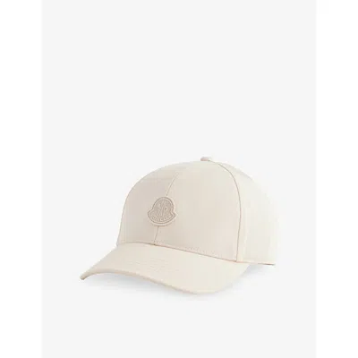 Moncler Womens Open White Logo-embroidered Cotton Baseball Cap In Neutral