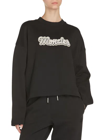 Moncler Womens Pull Over Long Sleeves Sweatshirt In Black