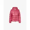 Moncler Womens Raspberry Glesse Hooded Short Down Jacket In Pink