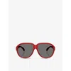 Moncler Womens Me8001 Halcyonne Aviator Acetate Sunglasses Red In Red