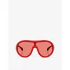 Moncler Womens Me8004 Cloche Pilot-frame Plastic Sunglasses Red In Red