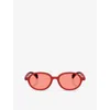 MONCLER WOMENS RED ME8006 CAPRICE OVAL-FRAME INJECTED SUNGLASSES