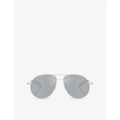 Moncler Womens Me4002 Flyze Pilot-frame Steel Sunglasses Silver