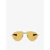 Moncler Womens Silver Me4009 Vizla Aviator-frame Metal Sunglasses