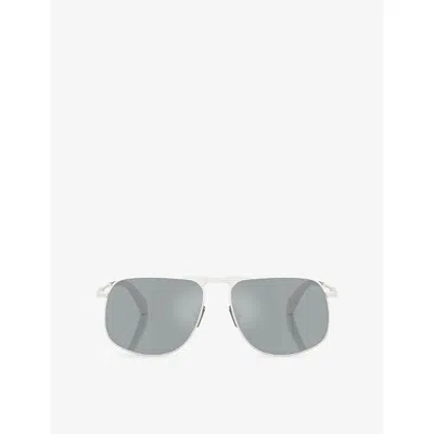 Moncler Womens Silver Me4014 Vitessa Aviator-frame Metal Sunglasses In Yellow