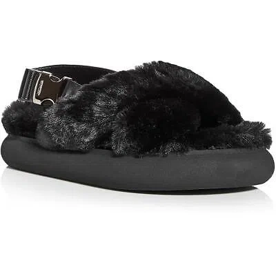 Pre-owned Moncler Womens Solarisse Fur Black Slingback Sandals 36 Medium (b,m) Bhfo 9901