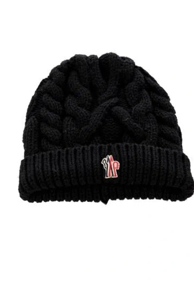 Pre-owned Moncler Womens' Virgin Wool Beanie In Black