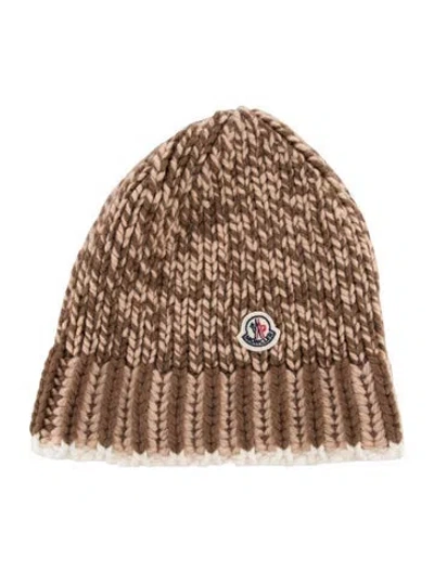 Pre-owned Moncler Womens' Virgin Wool Beanie In Neutral