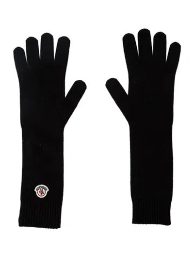 Pre-owned Moncler Womens' Virgin Wool Gloves In Black