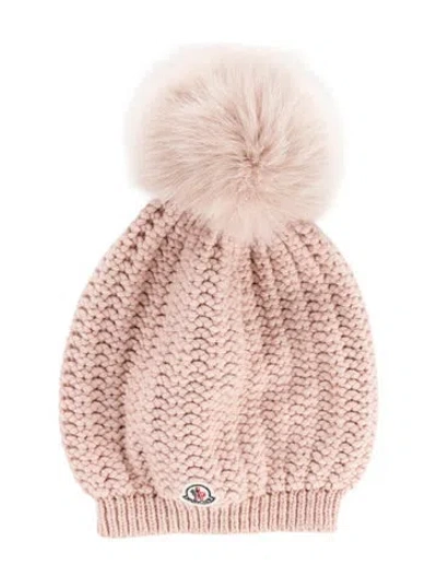 Pre-owned Moncler Womens' Virgin Wool Winter Hat In Pink